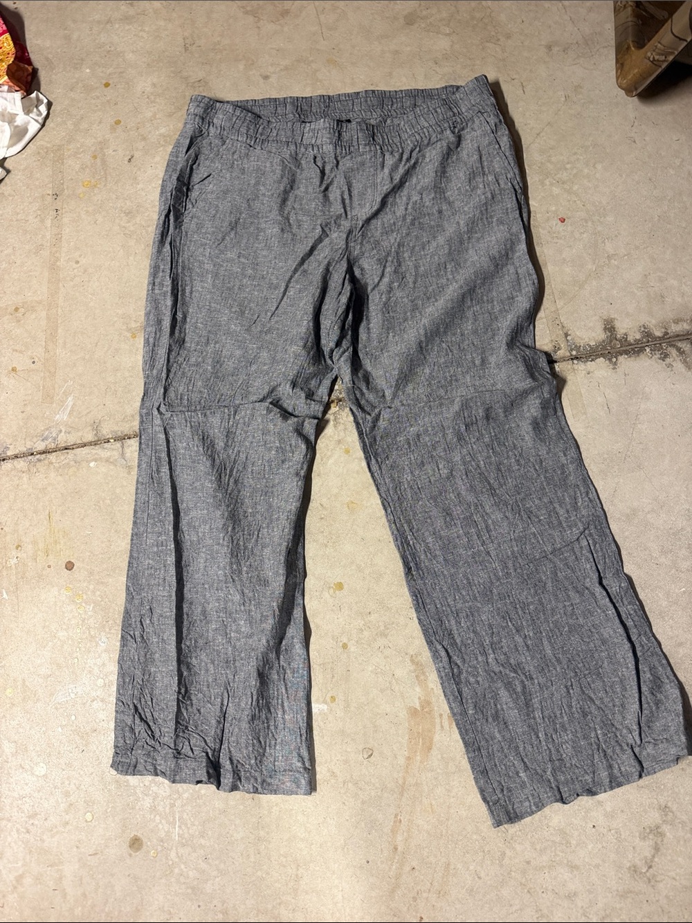 Women’s  Casual Grey Linen-Blend Pants